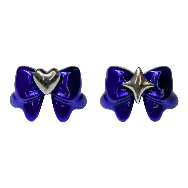 Silver Glow Bow Stud Earrings