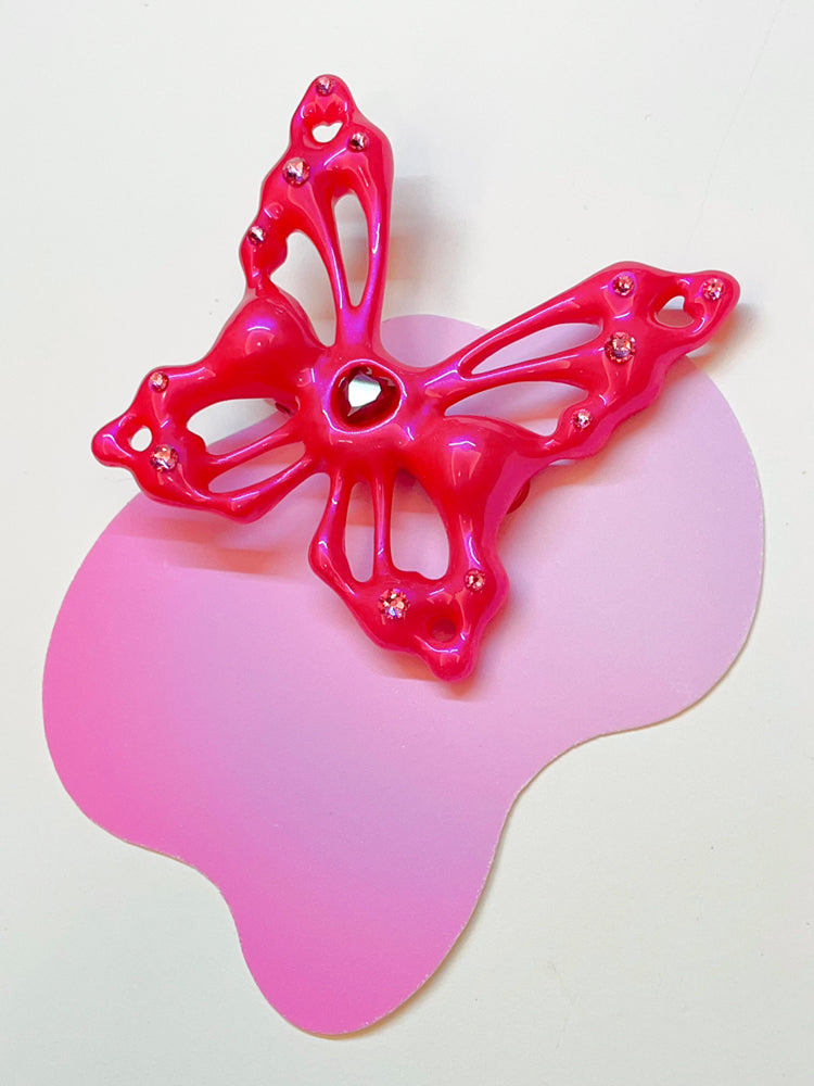 Neon Peach Hollow Butterfly Hair Clip