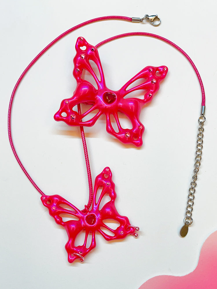 Neon Peach Hollow Butterfly Hair Clip