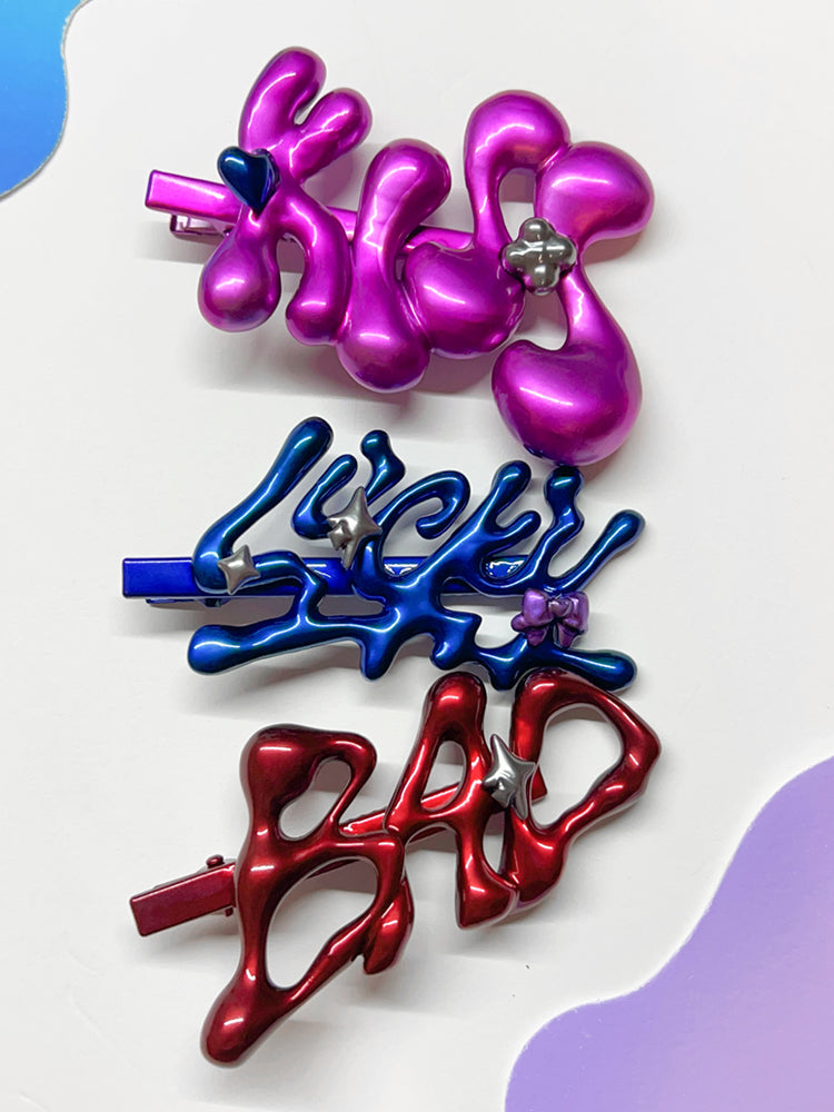 BAD Deep Red Letter Hair Clip