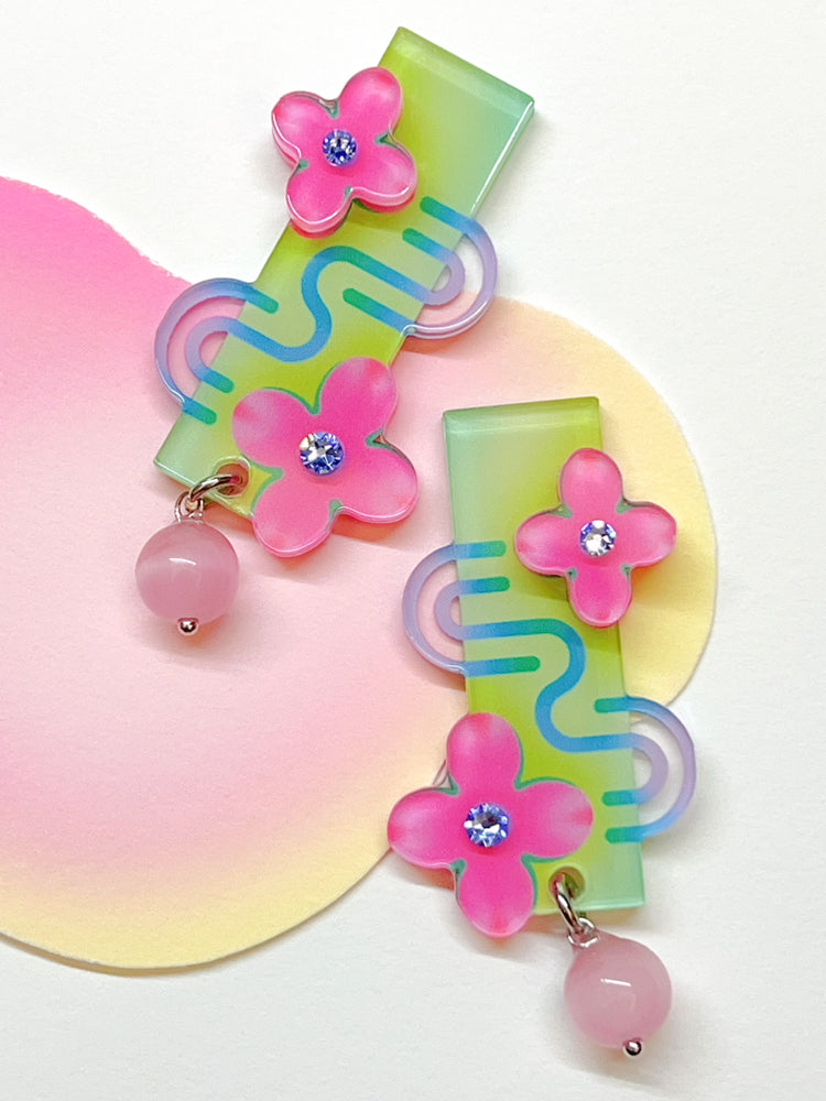 Peach Blossom Flow Earrings/Clip
