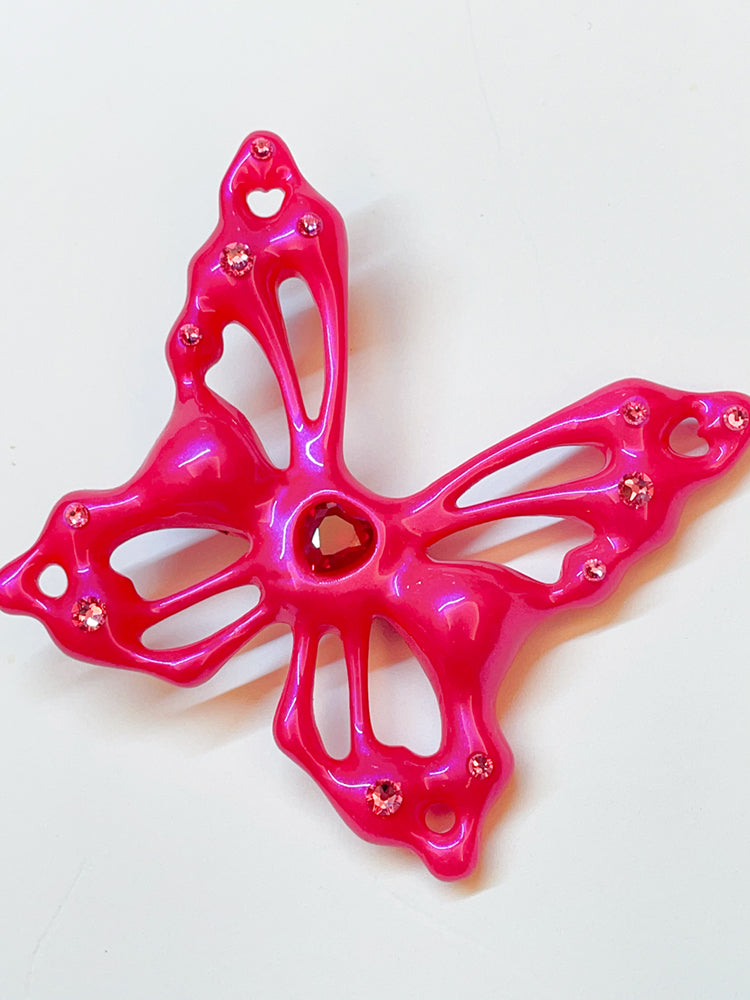 Neon Peach Hollow Butterfly Hair Clip