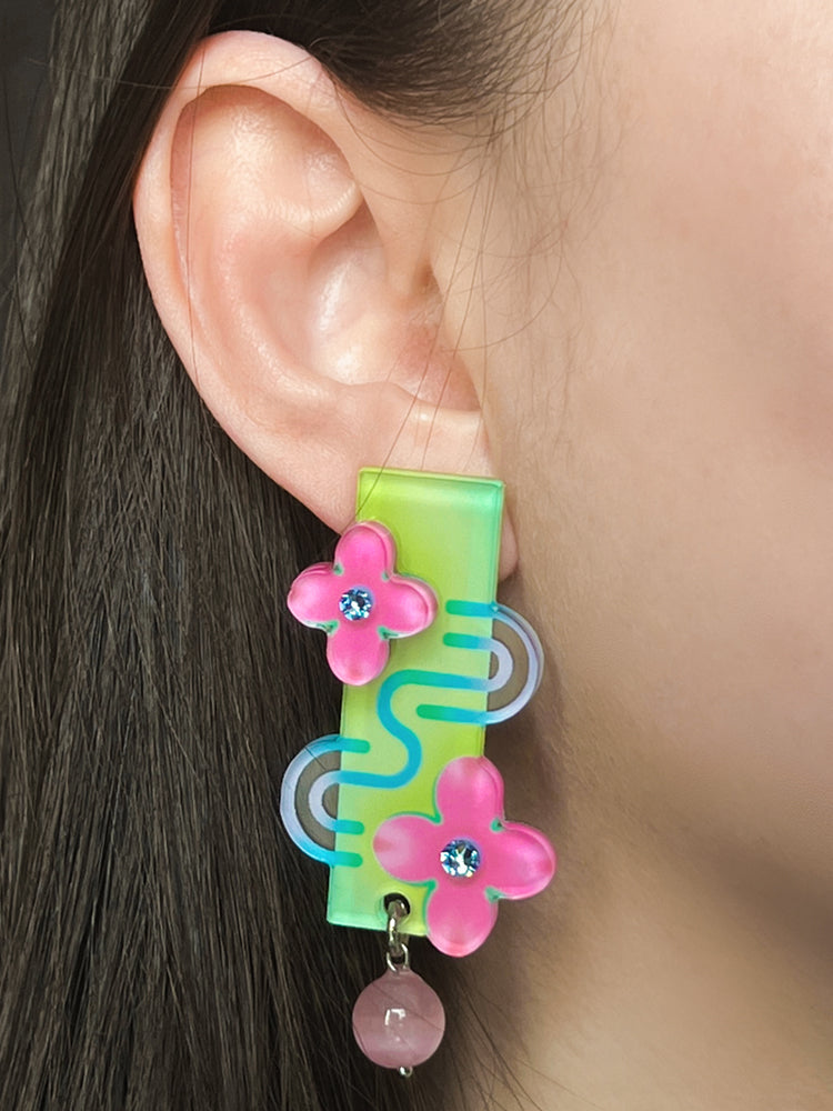 Peach Blossom Flow Earrings/Clip