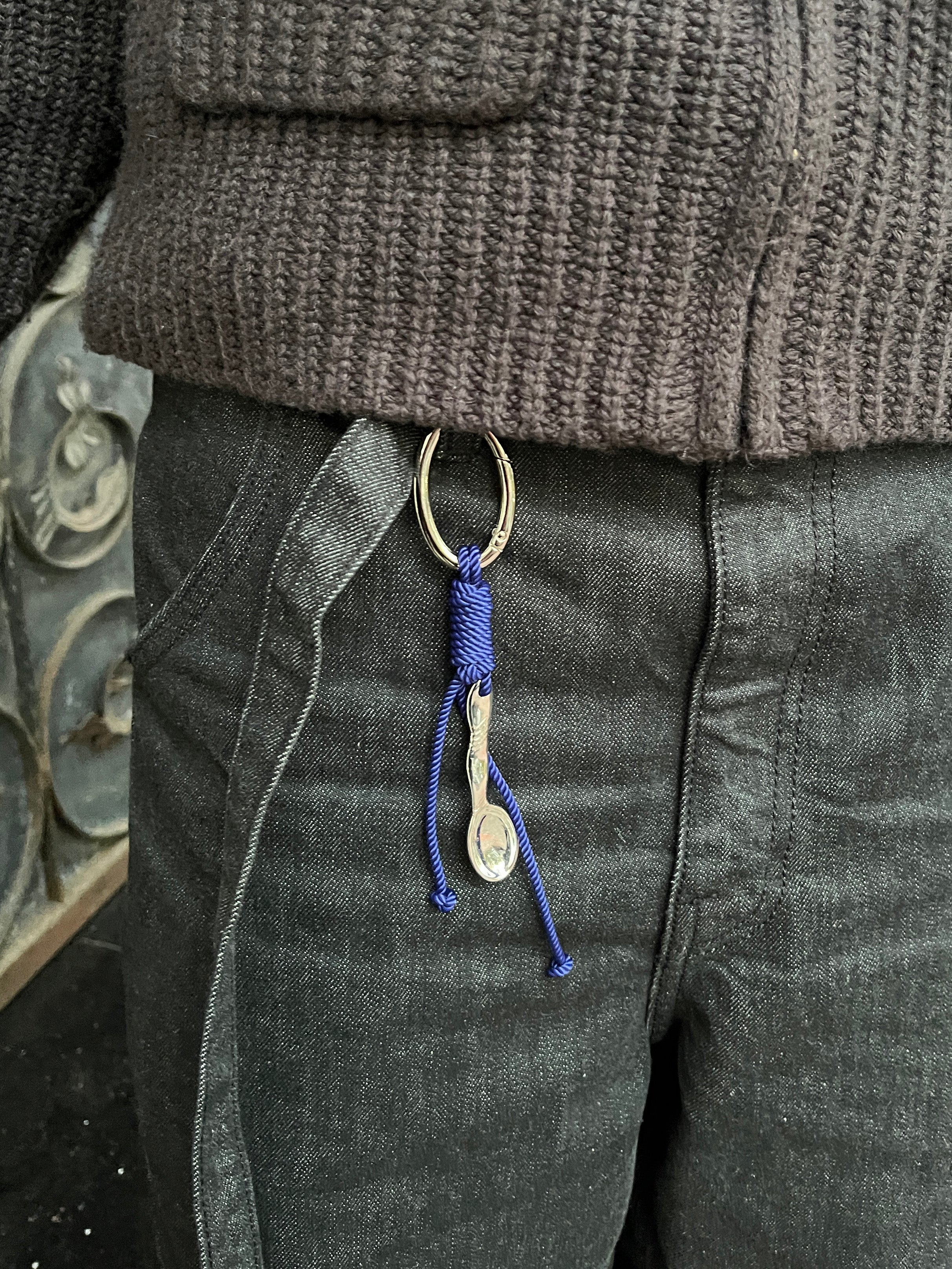Dainty Blue Spoon Braided Keychain