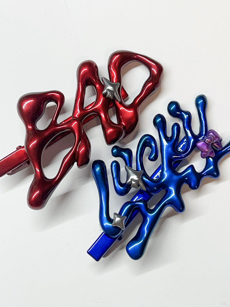 BAD Deep Red Letter Hair Clip
