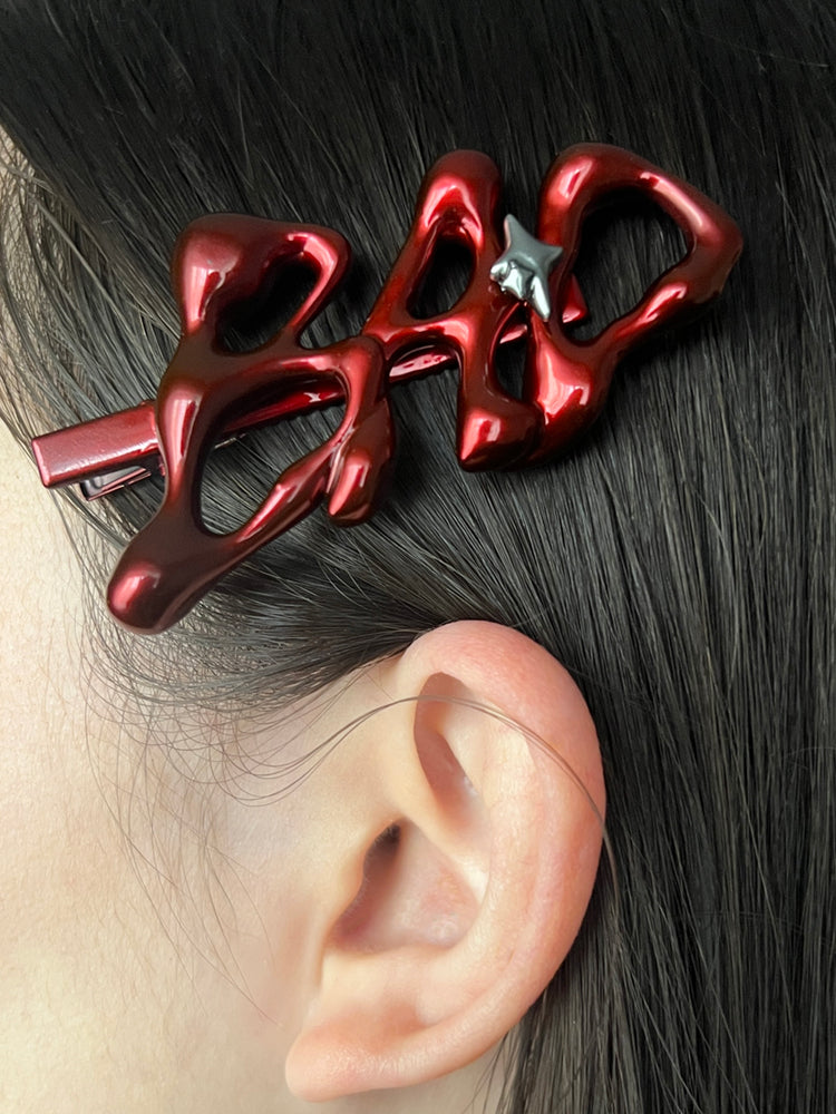 BAD Deep Red Letter Hair Clip