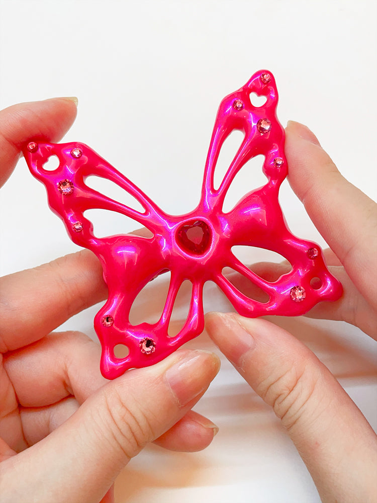 Neon Peach Hollow Butterfly Hair Clip