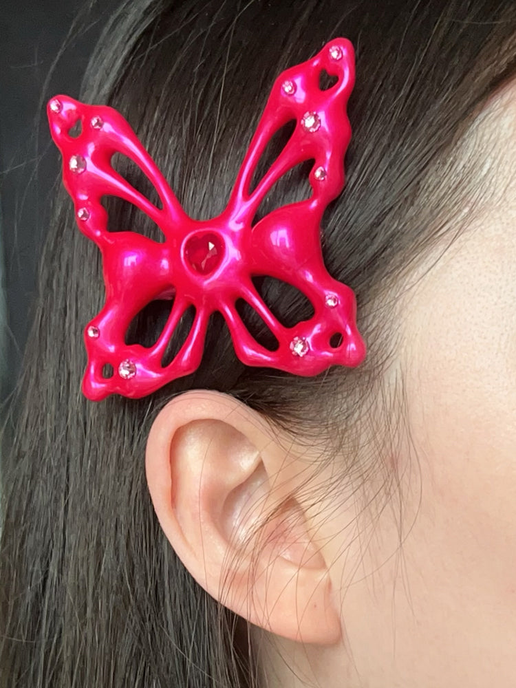 Neon Peach Hollow Butterfly Hair Clip