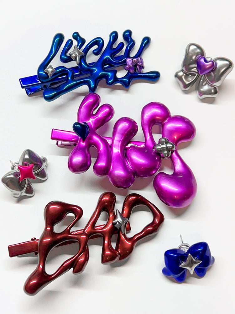 BAD Deep Red Letter Hair Clip
