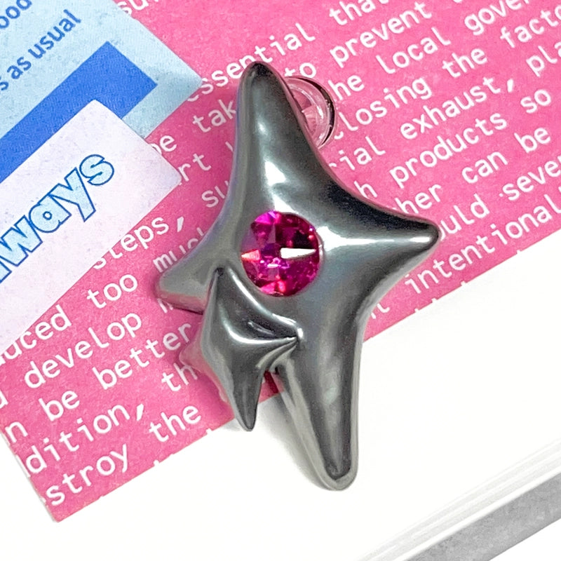Dark Silver Star Earrings/Clip